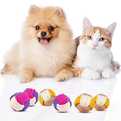 Pelota de Juguete de sisal,Pelotas de Juguete para Gatos,Juguete de Bola de sisal para Mascotas,Juguete De Bola para Mascota,Bola de Cuerda de sisal,Juguetes para Gatos (6Pcs)