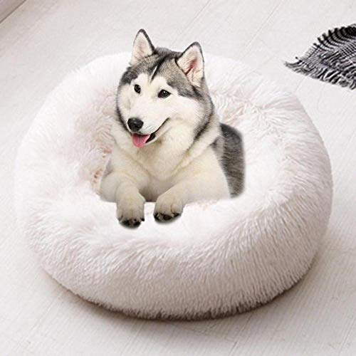 PENVEAT Gato Perro Cama de Dormir Suave Mascota Felpa Cojín Redondo Estera Invierno Cálido Polar Polar Cachorro Perrera Nido Casa Cuevas Plegables, Café, XS