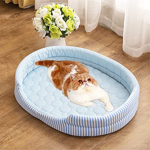 Perrito Perrito, para Perros Gatos para Dormir Matriz De Cama para Dormir Mascota De Hielo Matera De Hielo Bednel Fresco Verano Mascota Kennel Hielo Seda Estera De Enfriamiento,Azul,48 * 35CM