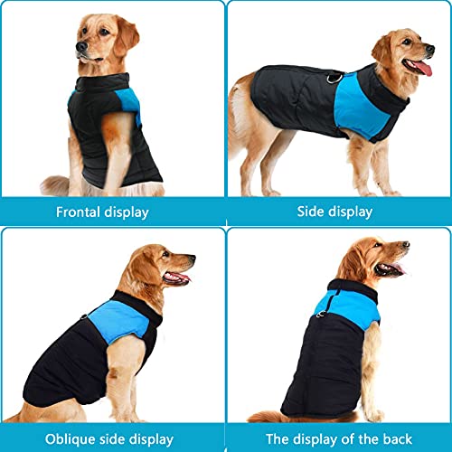 Perro Chaqueta Otoño Invierno,Abrigo aprueba de Agua de Perro para Invierno Ropa,Ropa Mascotas Abrigada Algodón, Adecuado para Gatos y Perros de tamaño pequeño a Mediano. (Azul, S)