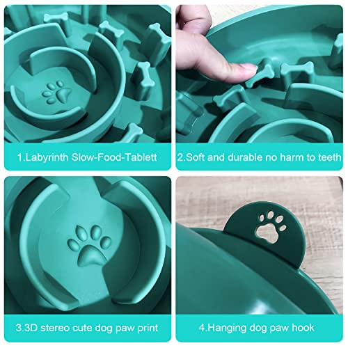 Perro de Mascota Slow Food Bowl,Comedero Perro Gato,Comedero Lento,Comedero para Mascotas Bebedero Cuenco Bol Recipiente,La pérdida de Peso Ayuda a la digestión Herramienta para Mascotas(Verde)