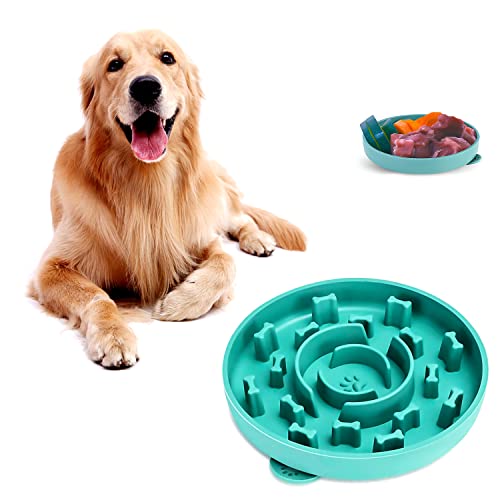 Perro de Mascota Slow Food Bowl,Comedero Perro Gato,Comedero Lento,Comedero para Mascotas Bebedero Cuenco Bol Recipiente,La pérdida de Peso Ayuda a la digestión Herramienta para Mascotas(Verde)