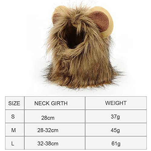 Perro Disfraces de Halloween Lion Mane Cat Trustum León Peluca Peluca Peluca Cap Traje de Halloween for gatos y perros pequeños (Color : Neck Girth 32-38cm, Size : One size)