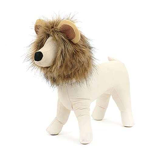 Perro Disfraces de Halloween Lion Mane Cat Trustum León Peluca Peluca Peluca Cap Traje de Halloween for gatos y perros pequeños (Color : Neck Girth 32-38cm, Size : One size)