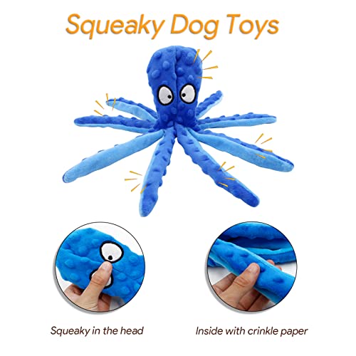 Perro Squeaky Toys Pulpo No Relleno Juguete de peluche Juguete de juguete interactivo Perro Masticar Juguete con papel arrugado para perros pequeños y medianos