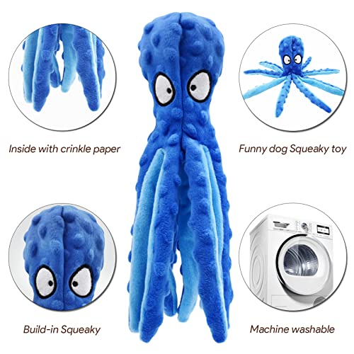 Perro Squeaky Toys Pulpo No Relleno Juguete de peluche Juguete de juguete interactivo Perro Masticar Juguete con papel arrugado para perros pequeños y medianos