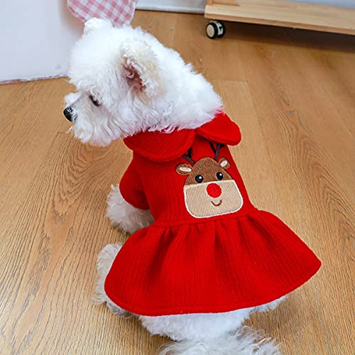 Perro Vestido De Princesa Mascota Vestido Rojo Perro Navidad Ciervo Falda Ropa para Mascotas Ropa para Perros Pequeños Traje De Festival De Navidad