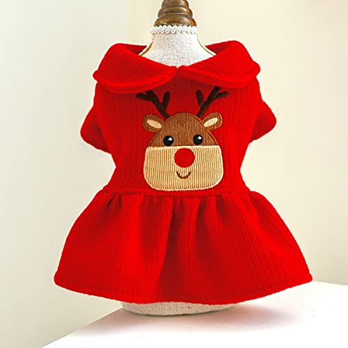 Perro Vestido De Princesa Mascota Vestido Rojo Perro Navidad Ciervo Falda Ropa para Mascotas Ropa para Perros Pequeños Traje De Festival De Navidad