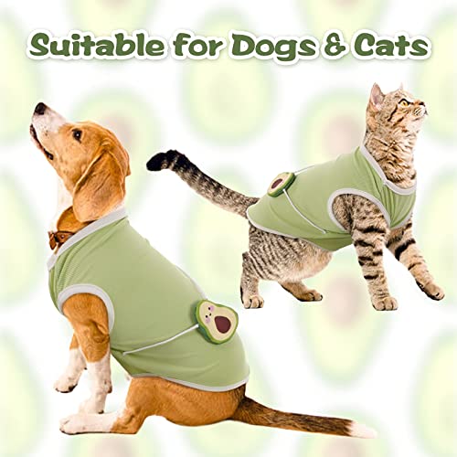 Perros Gatos Camisa Verde Aguacate, Chaleco sin Mangas para Mascotas para Perros y Gatos pequeños y medianos, Camiseta Transpirable y elástica para Cachorros, Ropa refrescante de Verano, CAM