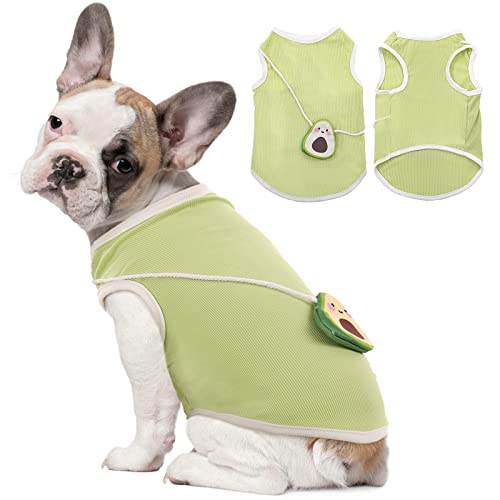 Perros Gatos Camisa Verde Aguacate, Chaleco sin Mangas para Mascotas para Perros y Gatos pequeños y medianos, Camiseta Transpirable y elástica para Cachorros, Ropa refrescante de Verano, CAM