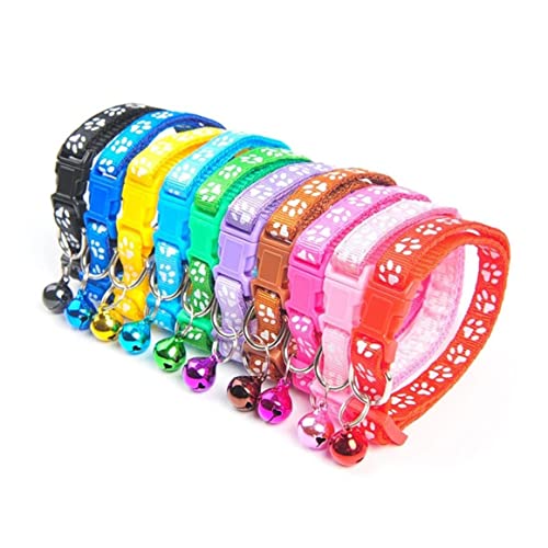 Persdico Parches Campanas Hebilla de color Collares de huella Hebilla de seguridad sintética para mascotas Collar ajustable Suministros para animales