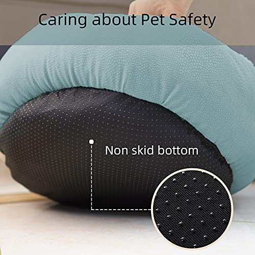 Peswety Cuddle - Cama para perro, cama para gatos, funda mediana para mascotas, lavable y suave, manta de terciopelo redonda (59,6 cm), color verde