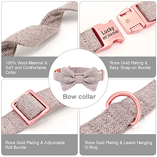 PET ARTIST Collar de Perro Suave y cómodo con Hebilla de Oro Rosa, Collar de Perro Personalizado con Placa de Nombre grabada, Collares Ajustables para Perros pequeños, medianos y Grandes, marrón, S