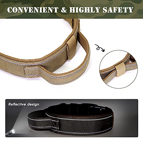 PET ARTIST Collar para perro militar ajustable con nombre y número de teléfono personalizados para mascotas,Collar con hebilla de metal resistente para perros medianos grandes,marrón, L