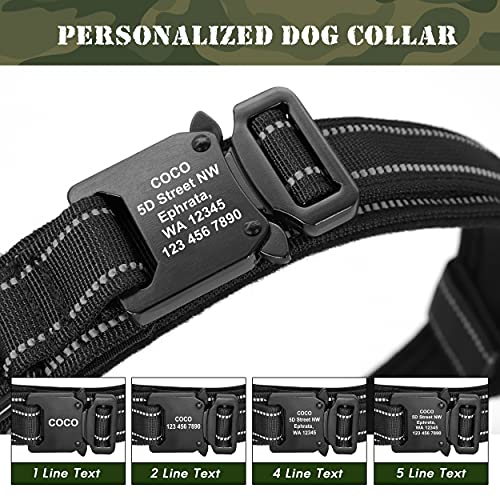 PET ARTIST Collar táctico personalizado para perro con metal resistente,cuello militar reflectante acolchado de franela suave con mango de control,collar ajustable nailon para perros medianos