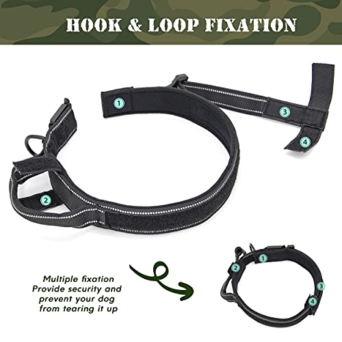 PET ARTIST Collar táctico personalizado para perro con metal resistente,cuello militar reflectante acolchado de franela suave con mango de control,collar ajustable nailon para perros medianos