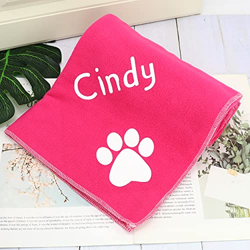 PET ARTIST Mantas de perro personalizadas, suave y cálida manta de forro polar con pata y nombre, manta de mascota para perros pequeños, medianos, grandes y gatos, rosa