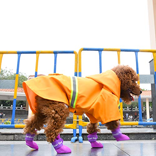 PET HOUND Impermeable para Perros con Capucha Collar Agujero Tiras Ultra-Light Transpirable Impermeable, Ropa De Seguridad para Perros Pequeños para Mascotas con Tiras Reflectantes,S