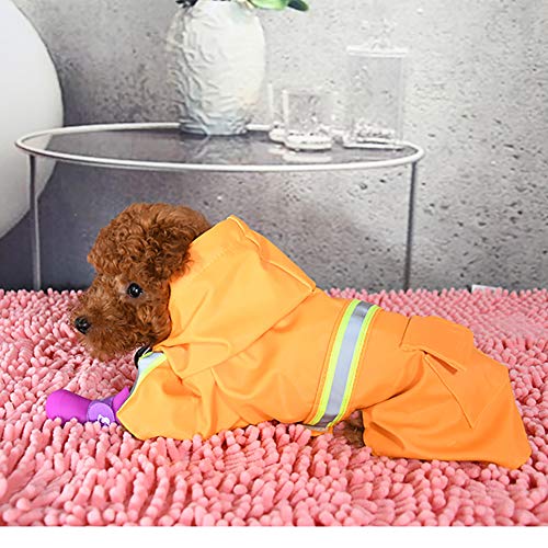 PET HOUND Impermeable para Perros con Capucha Collar Agujero Tiras Ultra-Light Transpirable Impermeable, Ropa De Seguridad para Perros Pequeños para Mascotas con Tiras Reflectantes,S