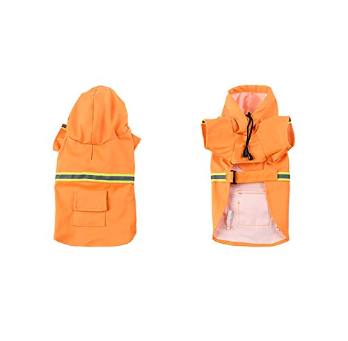 PET HOUND Impermeable para Perros con Capucha Collar Agujero Tiras Ultra-Light Transpirable Impermeable, Ropa De Seguridad para Perros Pequeños para Mascotas con Tiras Reflectantes,S