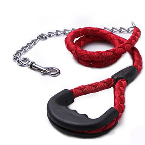 Pet Online Mordedura de perro dirija Anti-Correa para perros con mango de caucho rojo perro cadena 120cm