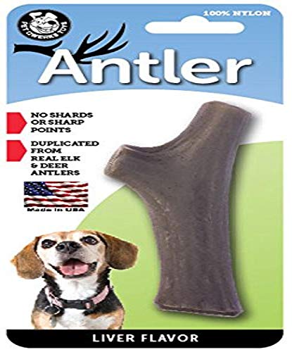 Pet Qwerks hígado Antler Nailon Masticar Juguete (Fabricadas en Estados Unidos)