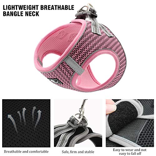 PET SPPTIES Arnés Reflector de Malla Respirante Pequeña Chaleco Arnés Perro Gato Ajustable Tejido de Malla Transpirable PS073 (M, Pink)