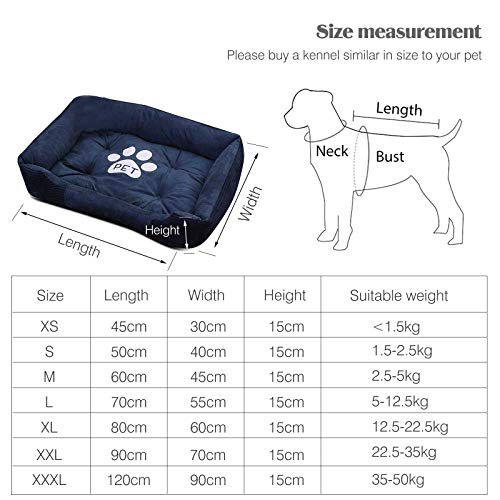 PETCUTE Cama Perro Pequeños Medio Grandes Cama para Mascotas Lavable Perro Sofá Suave Cesta Perros con Almohada pequeña M-60×45×15CM