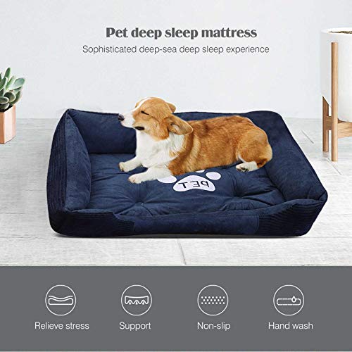 PETCUTE Cama Perro Pequeños Medio Grandes Cama para Mascotas Lavable Perro Sofá Suave Cesta Perros con Almohada pequeña M-60×45×15CM