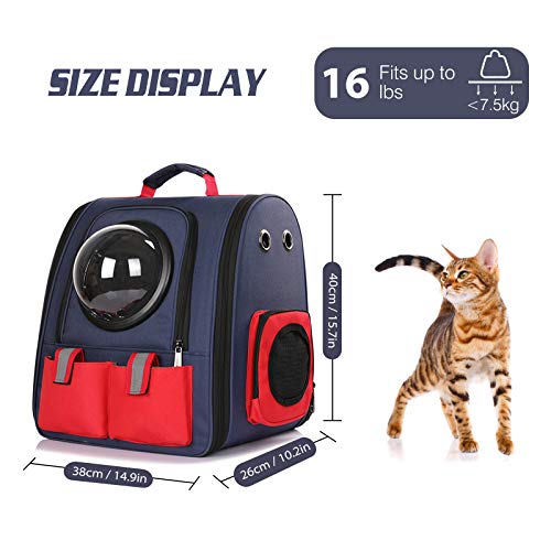 PETCUTE Mochila para Perro Pequeños Bolsa de Transporte para Gatos Transpirable Transparente Mochila Cápsula Espacio para Mascotas Viajes Senderismo Camping