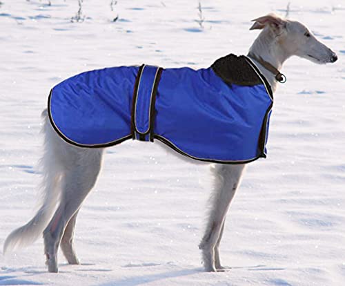 Pethiy Abrigo de Invierno Impermeable para Perro Galgo, con Forro Polar cálido y Bandas Ajustables, Térmico Chaquetas Ideal para Uso al Aire Libre, Perros medianos y Grandes-Azul-XXXL