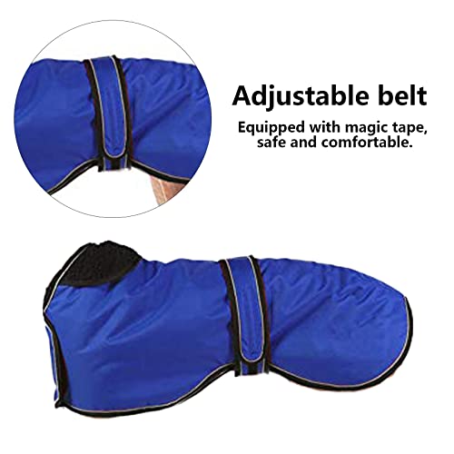 Pethiy Abrigo de Invierno Impermeable para Perro Galgo, con Forro Polar cálido y Bandas Ajustables, Térmico Chaquetas Ideal para Uso al Aire Libre, Perros medianos y Grandes-Azul-XXXL