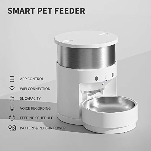 PETKIT Planetary Comedero automático con cuenco giratorio automático, control de porciones programable de 5 a 200 g por comida, dispensador de alimentación inteligente para perros y gatos - 3L