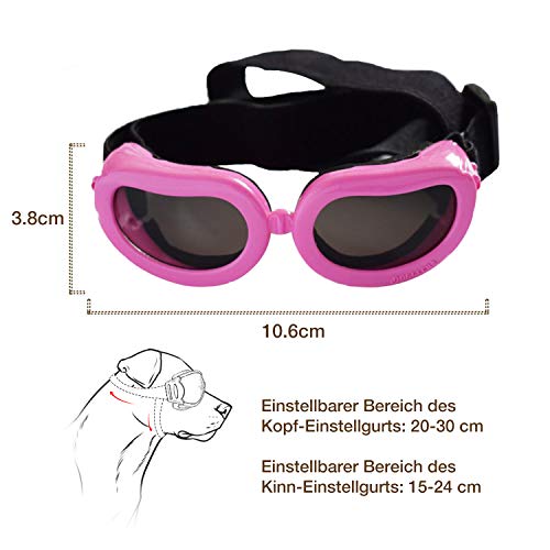 PETLESO Gafas de Sol para Perros, Resistentes al Agua, UV, para Perros pequeños, Color Rosa