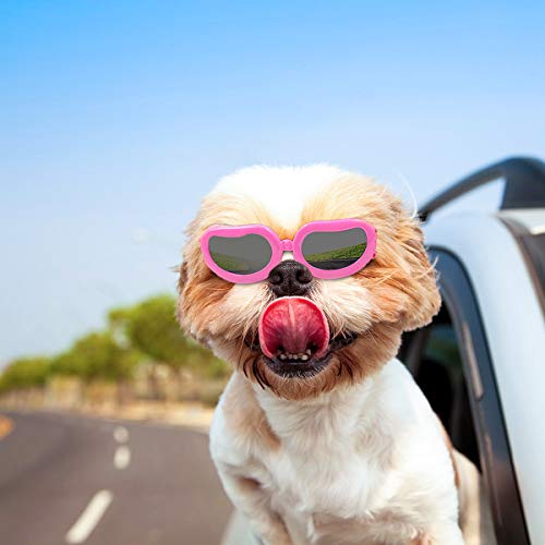 PETLESO Gafas de Sol para Perros, Resistentes al Agua, UV, para Perros pequeños, Color Rosa