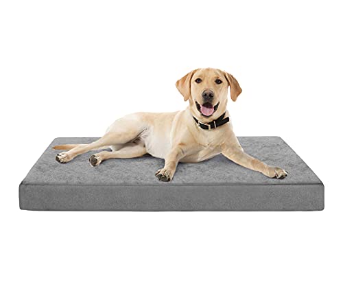 Petorrey Cama ortopédica de espuma viscoelástica de felpa para perros medianos y grandes con gel de refrigeración, alfombrilla lavable para cajón, cubierta extraíble y forro impermeable