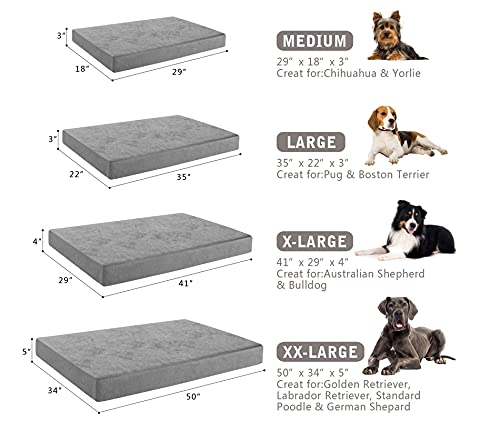 Petorrey Cama ortopédica de espuma viscoelástica de felpa para perros medianos y grandes con gel de refrigeración, alfombrilla lavable para cajón, cubierta extraíble y forro impermeable