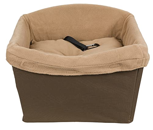 PetSafe Asiento de seguridad para perros Happy Ride - Adecuado para automóviles, vehículos grandes y 4x4 - Incluye cinturón de seguridad - Forro polar resistente lavable a máquina, marron