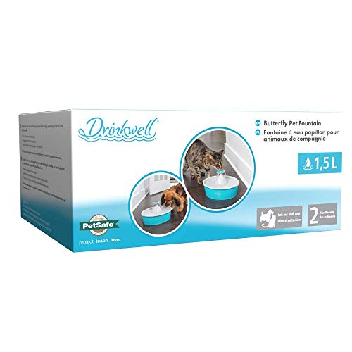 PetSafe Fuente para Mascotas Drinkwell Butterfly de, Capacidad de 1,5 l, para Gatos y Perros, Varias Opciones de Flujo de Agua 1006.97 ml