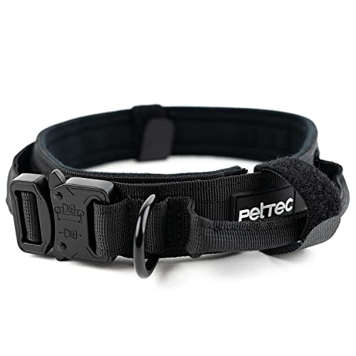 PetTec Collar para Perros Pequeños de Nylon - Ajustable, Nylon D200, Acolchado Neopreno - Collares para Cachorros con Asa, Anilla D y Hebilla de Liberación Rápida - Resistente al Exterior - 34-44cm