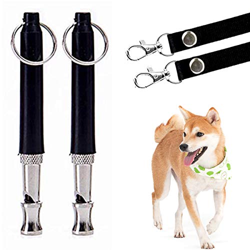 Petyoung 2 Piezas de Silbato para Perros para Detener El Ladrido Herramienta de Entrenamiento Ultrasónico de Tono Ajustable Control Silencioso de Ladridos para Perros con Cordón