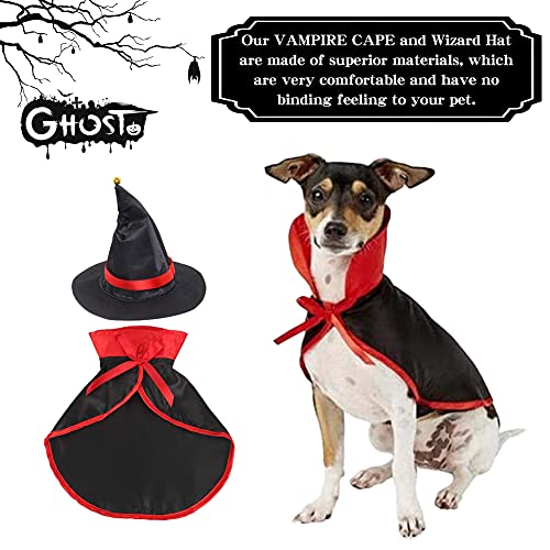 PHIEZC Disfraz de Halloween para mascotas, divertido disfraz de vampiro, capa y sombrero, para mascotas, adecuado para perros pequeños y gatos