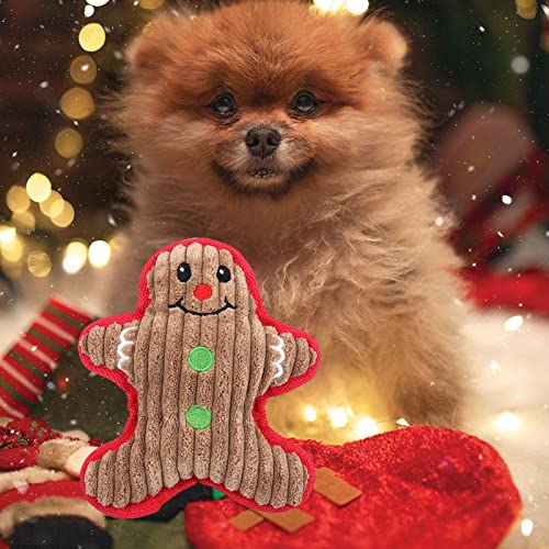 PIGMANA Juguetes navideños para Perros, Suaves y Bonitos Regalos navideños para Mascotas, Juguetes masticables de Peluche duraderos con chirridos, muñeco de Nieve, Alce, Oso Pardo, Oso de Goma