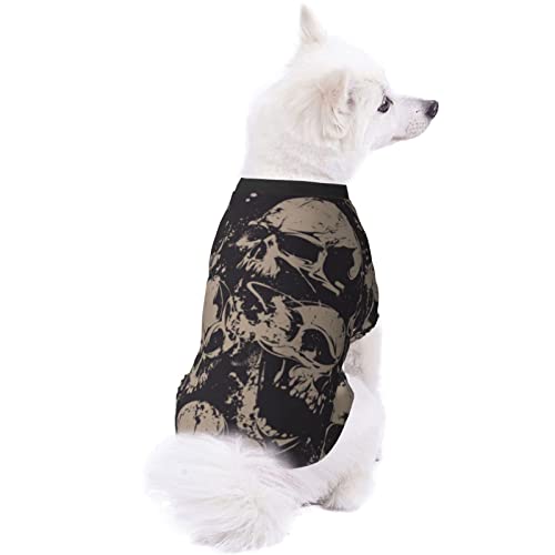 Pijamas Suaves para Mascotas Retro Halloween Gris Calavera Cachorro Perro Traje Casual Mascotas Usan Sudaderas con Capucha Ropa de Abrigo para Mascotas