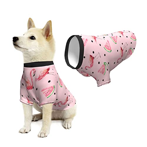 Pijamas Suaves para Mascotas Verano Flamingo Sandía Cachorro Perro Traje Informal Ropa para Mascotas Sudaderas con Capucha Ropa de Abrigo para Mascotas