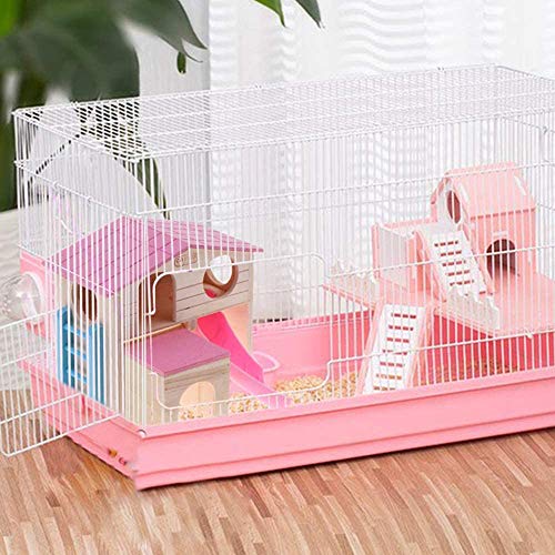 PINVNBY Casa de hámster de madera pequeña escondite animal escalada escalera tobogán cabaña jugar juguetes para ardilla ratón rata erizo (rosa)