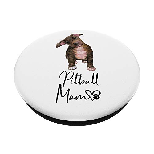 PITBULL MOM Mamá madre de perro PITBULL perrito Regalo PopSockets Agarre y Soporte para Teléfonos y Tabletas