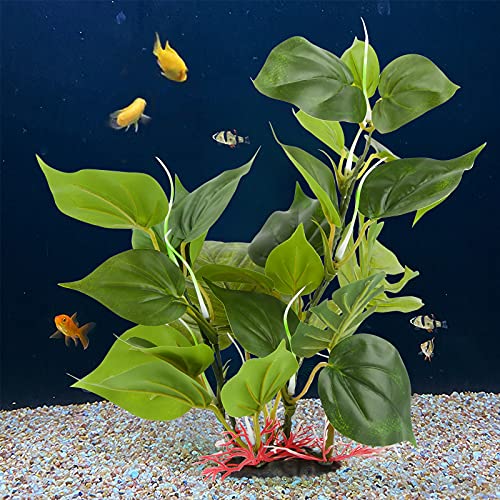 Plantas Artificiales Acuario Grande 33CM Plantas Pecera Estanque Hojas Verdes Artificiales Decoración Acuario Pecera