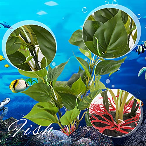 Plantas Artificiales Acuario Grande 33CM Plantas Pecera Estanque Hojas Verdes Artificiales Decoración Acuario Pecera