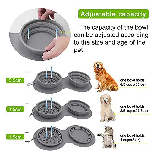 Plegable Tazón de Perro, Plegable Viajes Tazones para Perros Gatos Mascotas, Cuencos con mosquetón, Silicona Portátil de Comida Mascota Cuencos de Agua para al Aire Libre Viaje Excursionismo Cámping